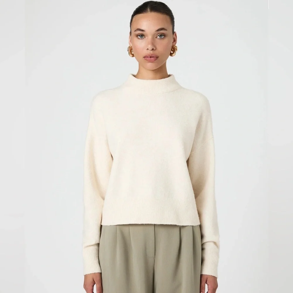 French Connection Vhori Mock Neck Sweater In Oatmeal Mel Women’s Size Medium - Picture 1 of 12